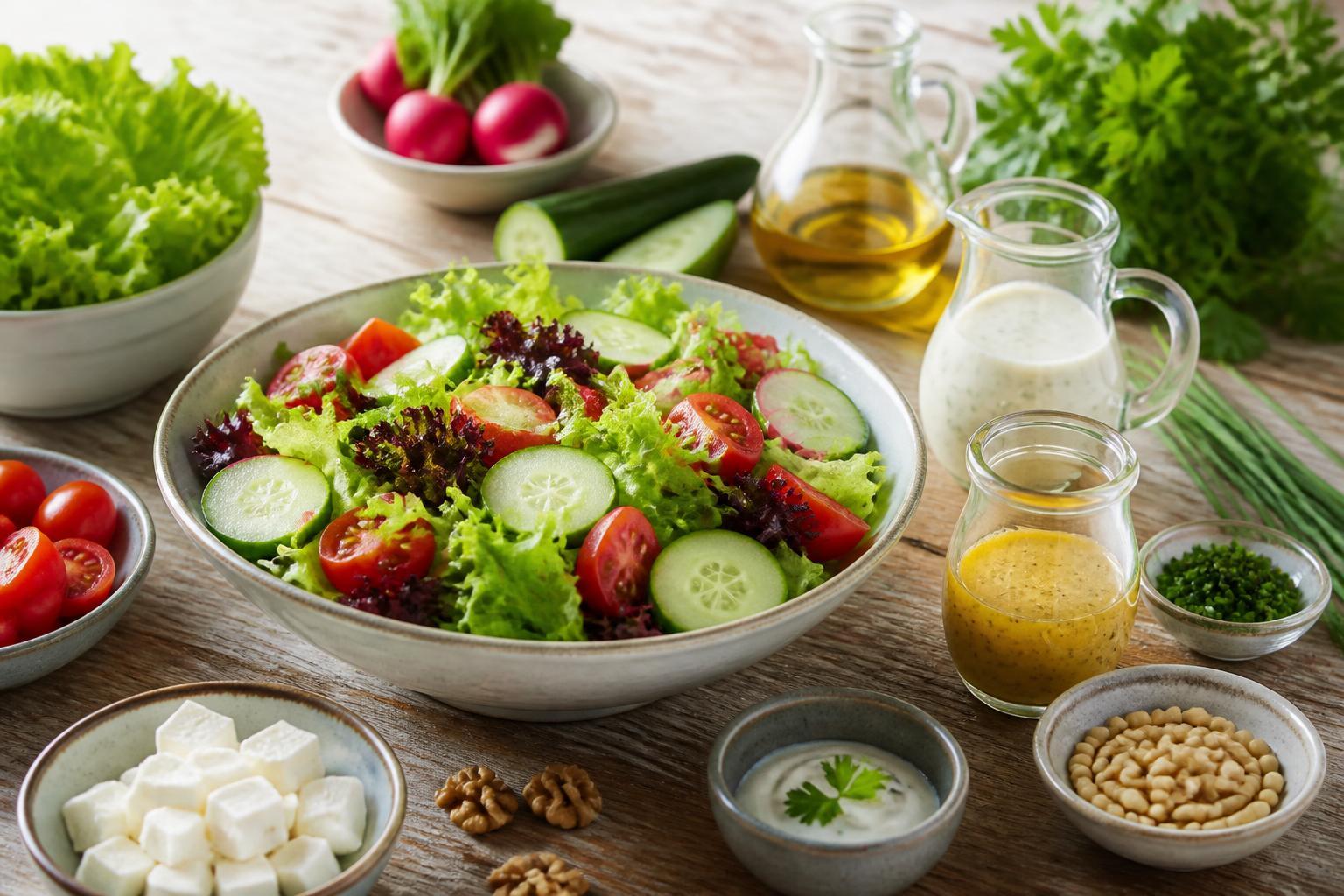 Salate und Dressings fructosearm zubereiten: Zutaten im Überblick